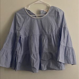 the cutest blue and white striped blouse